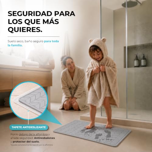 Miniatura 5 de Pure 4home Alfombra Diatomita Baño 60x40 Secado Rápido, Antideslizante Y Antibacteriana Alfombrilla Piedra Diatomita Super Absorbente Alfombrilla Diatomita - Stone Bath Mat Flechas