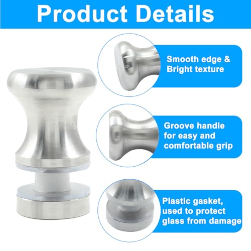 Image of 2 Pack Shower Glass Door Handle, Stainless Steel Shower Doors Knob One Sided Pull Hardware for Bathroom Glass Doors (Brushed Nickel-Round Edge)