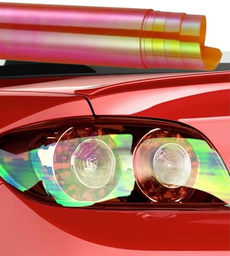 Image of WALLMATE Headlight Taillight Film Self Adhesive Smoke Film Fog Light Film Vinyl Tint Wrap Film Car&Bike Protection Film Sheet Sticker (Chameleon Yellow Smoke, 12x60 Inch)