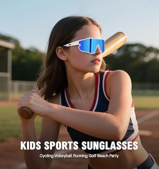 MARIDA Kids Sunglasses Youth Baseball Sun Glasses, UV400 Protection Sports Cycling Glasses for Youth Boys Girls 10-16