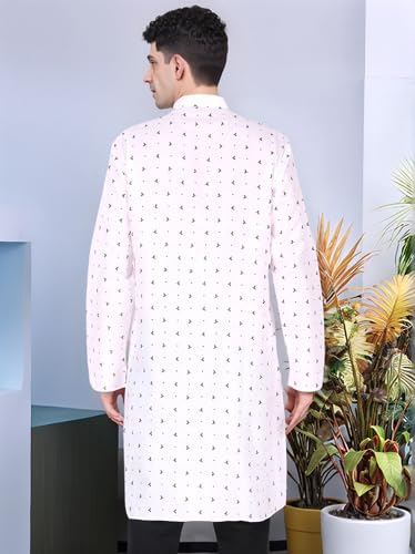 Image of SKAVIJ Mens Cotton Long Sleeve Tunic Printed Kurta