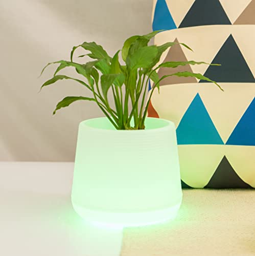 Image of KYARI Illuminati Led Plastic Pots For Indoor Plants With Drainage Hole & Stand (Best Flower Pots & Planters For Home Decor, Living Room, Kitchen, Bedroom, Table Top, Office, Gifting, Green, Pack of 1)