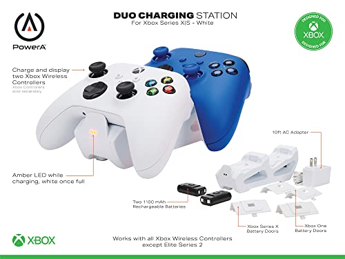 Image of PowerA Duo Charging Station for Xbox Series X|S - White, Wireless Controller Charging, Rechargeable Battery