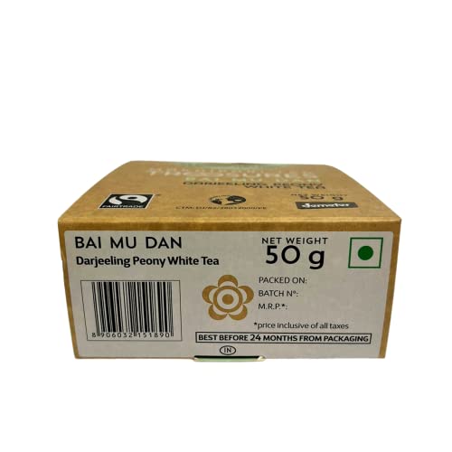 Image of Makaibari Bai Mu Dan White Peony Tea 25 Tea Bags (50g) Pack | Pure USDA Organic Darjeeling White Tea from Himalayas, Delightfully Rich Flavor & Aroma, Lower Caffeine Alternative to Coffee| 25 Cups