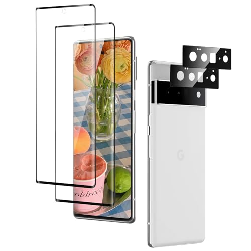 uShield Protector Pantalla Completa para Google Pixel 6 Pro Cristal Templado, Vidrio Cristal Templado [De Punta a Punta] [Sin Burbujas] [Anti-Scratch] [Sensible al Tacto] 2+2 Piezas