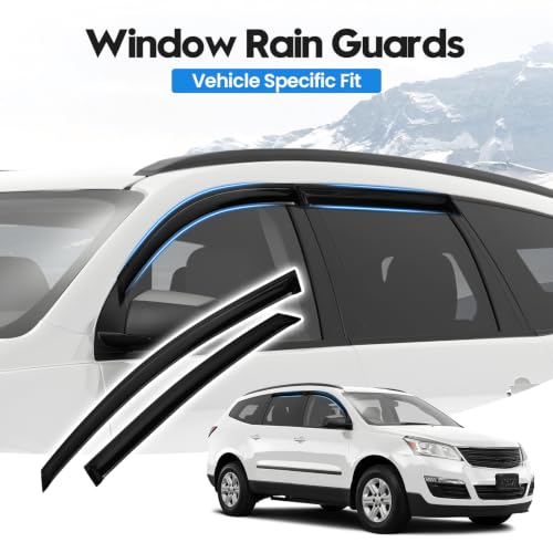 Image of Traverse Rain Guards - Window Visors for Chevy Traverse 2009-2017, Out-Channel Side Window Rain Guards for Traverse Accessories, 4PCS, Black, Car Accessories