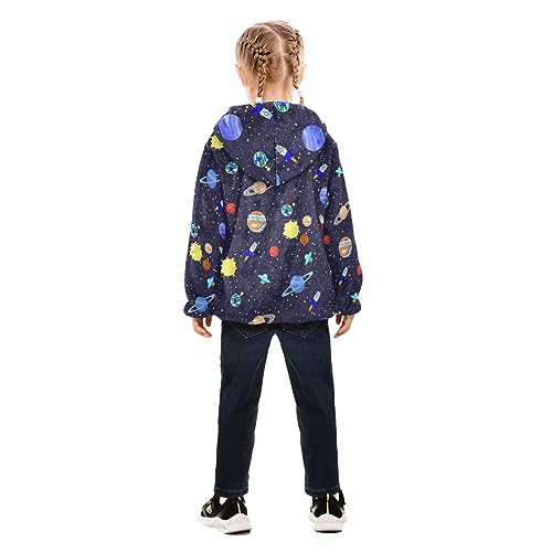 Image of Aflyko Boys Fleece Coat Blue Zip-Up Hoodie Girls Outerwear Kids Hooded Jacket