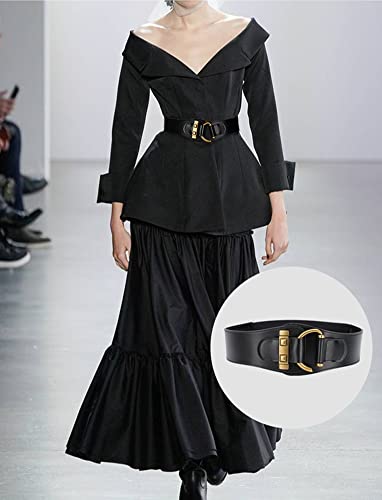 Toptim Womens Elastic Waist Belt Vintage Leather Wide Waistband3