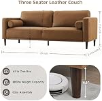 HIFIT Sofa Couches, 79” Mid-Century Modern Couch, Breathable Faux Leather Couch with Upholstered Cushions/Pillows, 3-Seat Sofas & Couches, for Living Room Apartment Office, Brown | Pet-friendly