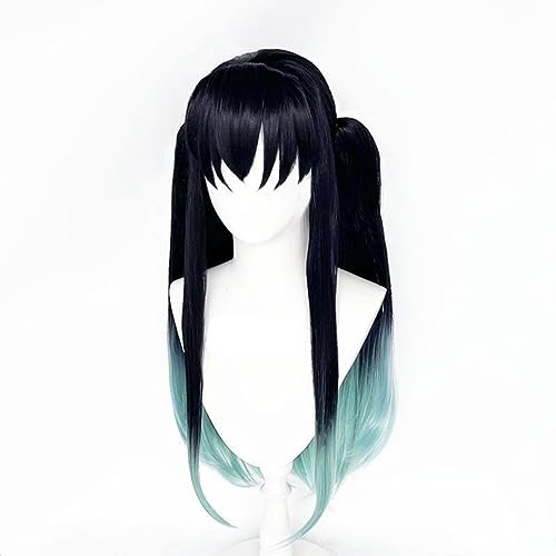 Peruca Cosplay Anime Demon Slayer Tokitou Muichirou, cor gradiente, peruca de fantasia de Halloween