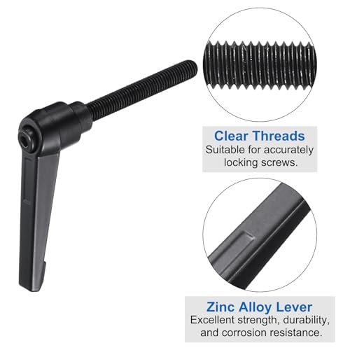 Image of uxcell 4pcs Clamping Lever Adjustable Handle Set Metric M8 x 60mm Male & M8 Female Thread Level Handles Hand Stud Knobs Quick Release Black for Lathe Machinery