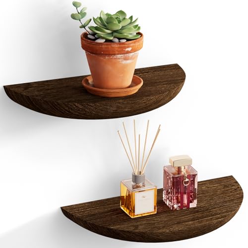 QsQueen Solid Wood Half Round Floating Wall Shelves | Elegant Floating Shelves, Elevate Your Space. Perfect for Living Rooms, Bathrooms, Bedrooms, Offices, Children's Rooms