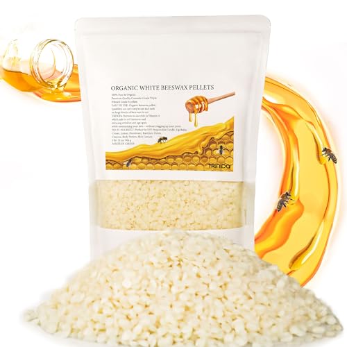 TRINIDa Beeswax Pellets 2LB(32 oz), 100% Organic White Bees Wax for DIY Candles, Beeswax for Candle Making, Skin, Body, Face, and Hair Care, Lotions, DIY Creams, Lip Balm and Soap Making Supplies - -white 2lb