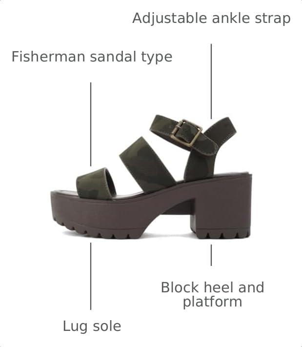 Image of Soda ACCOUNT ~ Women Open Toe Two Bands Lug sole Fashion Block Heel Sandals with Adjustable Ankle Strap