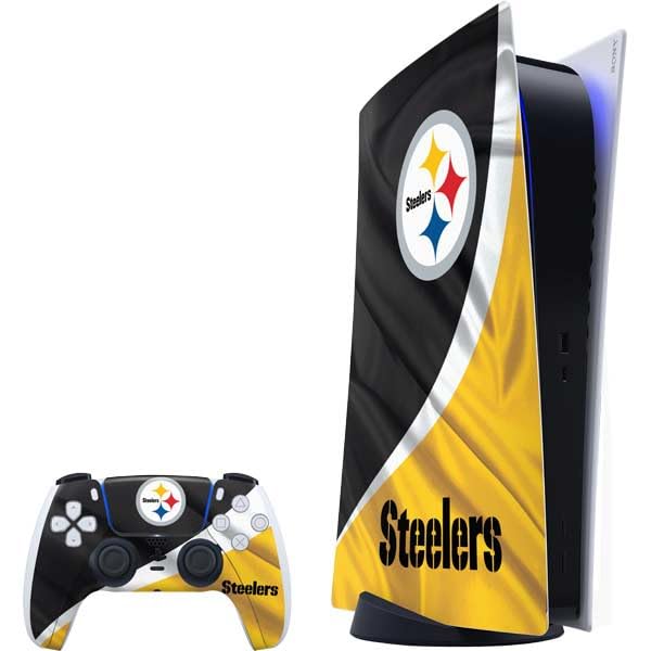 Skinit Decal Gaming Skin Compatible with PS5 Bundle - Officially Licensed NFL Pittsburgh Steelers Design