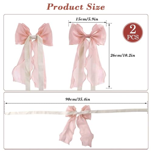 Image of HASTHIP Pink Bow Lace Curtain Tiebacks 2PCS Sheer Lace Curtain Holdbacks with Ruffle Edges, Decorative Bow Curtain Ties Backs for Bedroom, Living Room & Nursery Drapes