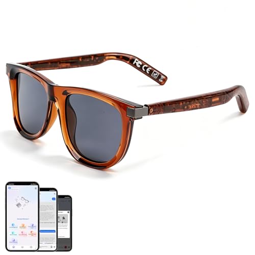 Image of AI Smart Glasses for Men Women, Bluetooth Translation Glasses with 169 Language, Auto On /Off by Wearing Sensor, Wide Face, UV400 polarized lens, Audio Smart Sunglasses for Travel Meeting Sports-Brown