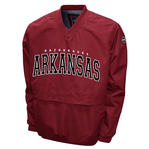 2Bhip NCAA Arkansas Razorbacks Adult Lightweight V-Neck Windbreaker Wind Shirt Pullover Jackets For Men