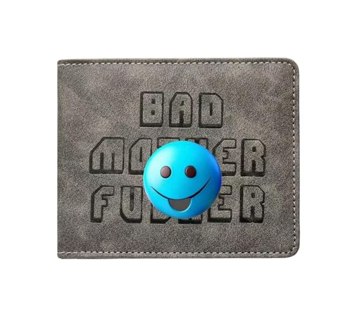 Image of Embroidered Bad Mother f ker Leather Wallet (grey)