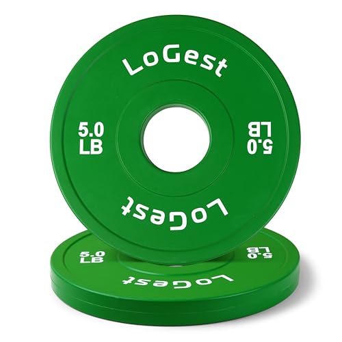 Logest Par de discos olímpicos – Juego de 2 discos de peso para barras olímpicas, perfecto para entrenamiento de fuerza, aumento de equilibrio, disponible en 0.45 libras, 1.3 libras, 2.5 libras, 5