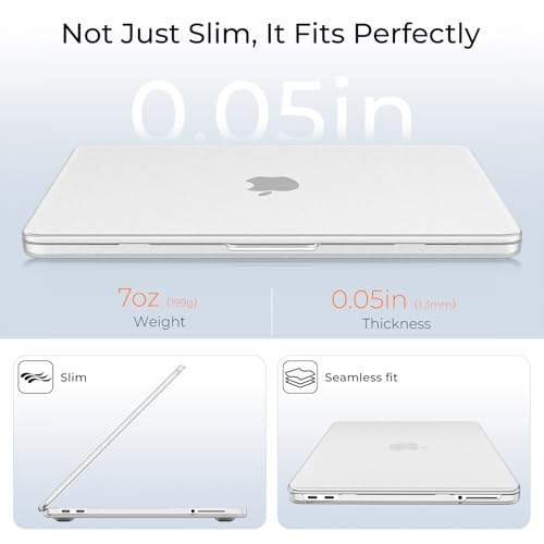 Image of EooCoo Compatible for Apple 2026 MacBook Neo Case 13 inch Laptop A3404 A18 Pro Chip with Liquid Retina Display, 100% Match Official Color, Scratch Resistant, Hard Shell Protective Cover, Frost Clear