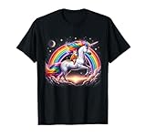 Cat Riding Unicorn Galaxy Rainbow Kitten Lover Girl Women T-Shirt