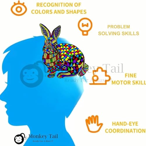 Image of MONKEYTAIL Whimsy Wooden Jigsaw Puzzle for Adults & Kids - Laser-Cut Pieces, 3D Puzzle Box as Birthday Gift for Boys & Girls - Brain Teaser, Home Decor & Family Game (RFLB, Size: Small)