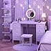 White Vanity Desk with Mirror and Light- Makeup Vanity Set Table with Chair, Storage, Lighted Mirror, 8 Large Fabric Drawers & Power Outlet, Dressing Table Vanities for Girls Bedroom