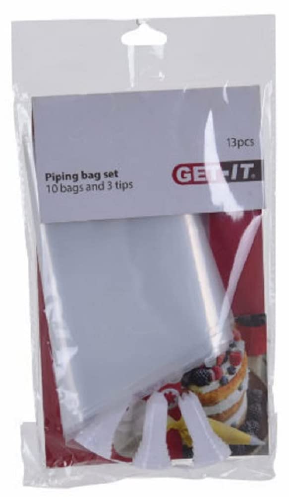 GET-IT Disposable Piping Bag with Tips 13-Pieces, Clear