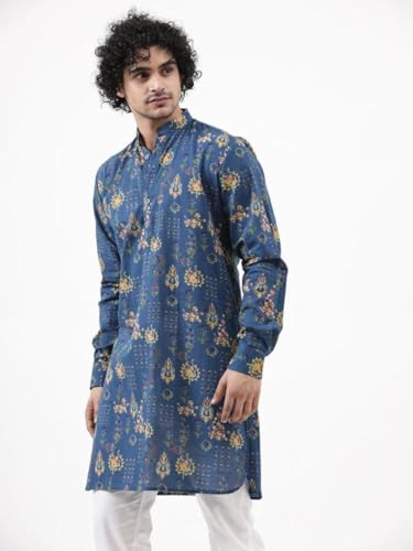 Image of OM SAI LATEST CREATION Men's Kurta || Rayon Motif Printed Kurtas for Men || Stand Collar Neck with Full Sleeve Straight Kurta for Men || Casual Kurta for Mens || Best Gifts for Men.