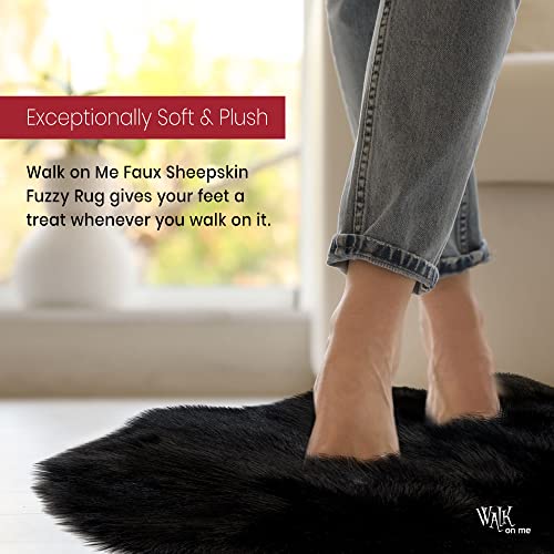 Silky Soft Faux Fur Rug, 2 Ft. X 3 Ft. Black Fluffy Rug, Sheepskin Area Rug, Shaggy Rug For Living Room, Bedroom, Kid's Room, Or Nursery, Home Décor Accent, Machine Washable With Non-Slip Backing #TOP2