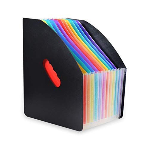 LemicalDesktop Expanding File Holder 13 Rainbow Pockets Portable File Folder A4 File Organizer Self Standing 24 Tab Accordion File Folder with Cloud-Shape Handle High Capacity Filling