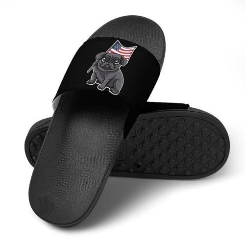 American Patriotic Pug House Sandals Non-Slip Bathroom Slippers Beach Summer Shoes for Men Women4
