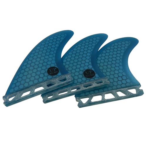 UPSURF Surfboard Tri Fin Single Tab M Size Fiberglass+Honeycomb G5 Thruster Set(White/Blue/Orange)...