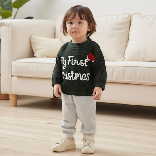 Newborn Baby Girl Boy Christmas Knit Sweater My First Christmas Tree Embroidery Winter Sweatshirt Outfit Fall Clothes3