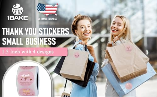 image for IBAKE 500 Pcs Thank You Stickers, 1.5 Inch Pink and Rose Gold Thank Yo