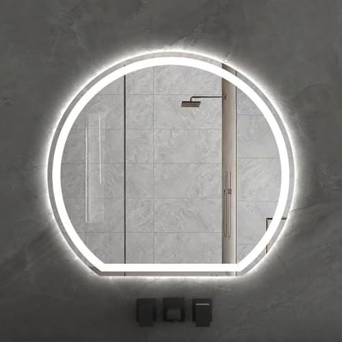 Miroir décoratif mural en demi-cercle LED chic 60 et 70 cm