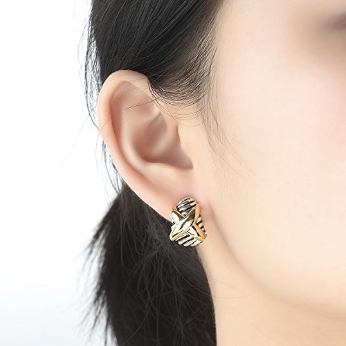 UNY Earring Cross Designer Inspired David Jewelry Antique Brand French Clip Twisted Cable Wire Gift4