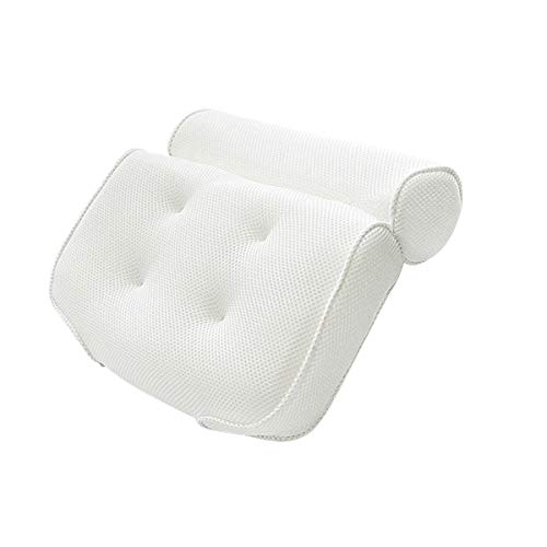 Preisvergleich Produktbild TOPBATHY Atmungsaktives Whirlpool-Kissen Nacken- und Rückenstütze für Zuhause Whirlpool 4 Sauger (wei)