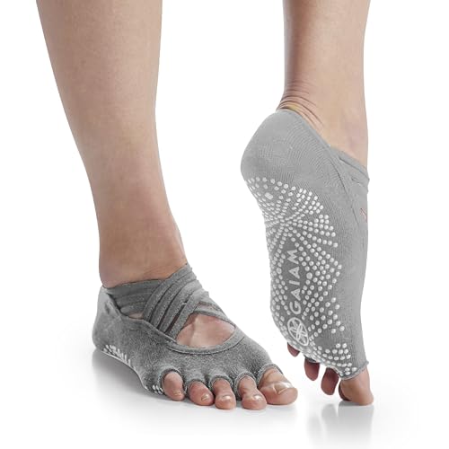 Gaiam Grippy Yoga Socks with Non-Slip Grip for Women – Barre, Pilates & Hot Yoga at Home for Added Balance and Stability | Single Pair, 2-Pack & 3-Pack