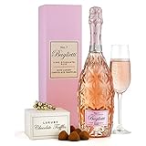 Thornton & France Sparkling Wine & Chocolates Gift Set For Her With Rose Wine & Chocolate Truffles In A Pink Gift Box | Birthday Gift For Her