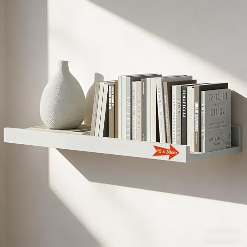 LNSYSNS Tablette Murale Bois 30 x 15cm, Horizontal Design Etagere Murale Chambre en Pin, Etagere Flottante pour Cuisine, Salon et Bureau, Blanc Tablette Salle...