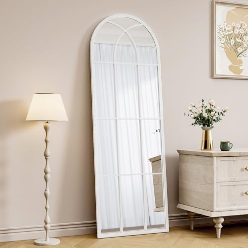 Image of OGCAU Arched Full Length Mirror, 65 inchx22 inch Floor Full Body Mirror, White