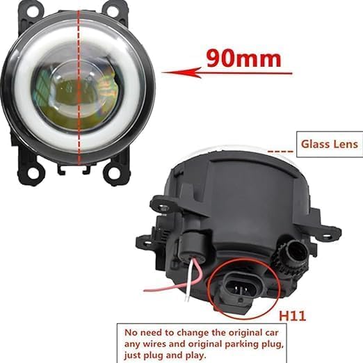 LINGYUE Car Front Fog Lights for Mitsubishi L200 2005-2012,Car Front Bumper Fog Light Daytime Running Drive Lamp,Spotlamp Spotlight,Pair