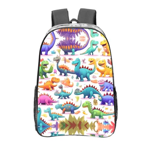 Sac à dos transparent anti-perte de temps avec poches zippées et motif dinosaures