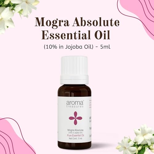 Image of Aroma Treasures Mogra Absolute Essential Oil | 100% Pure & Natural Theraputic Essential oil for healthy Skin, body, Aromatherapy - 10ml