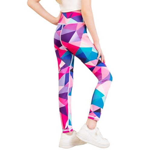 Girls Full Length Athletic Leggings Kids High Waist Lounge Pants Girls Active Dance Running Workout Yoga Pants