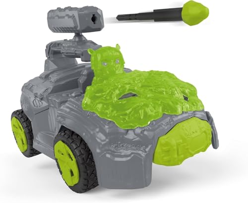 Image of Schleich Eldrador Creatures - 7 inch Stone CrashMobile with Mini Creature Playset - Pull-Back Action, Shooting Toy Car for Boys and Girls - Cool, Green Fantasy Action Figure for Kids Age 7+