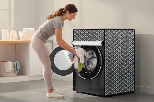 Image of Stylista Washing Machine Cover Compatible for Bosch 6 kg 5 Star Inverter Fully Automatic Front Loading Washing Machine WLJ2016WIN Symmetric Pattern Grey