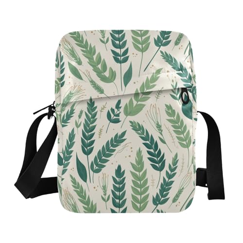 KLL Green Safari Leaves small messenger bag for women Vegan Leather cross body bag men Travel Shoulder Hand Bags